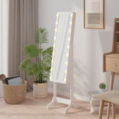 Petromila vidaXL Voľne stojace zrkadlo s LED, biele 34x37x146 cm