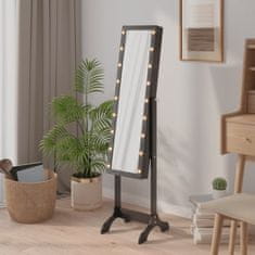 Petromila vidaXL Voľne stojace zrkadlo s LED, čierne 34x37x146 cm