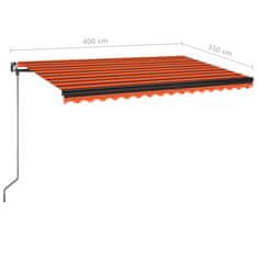 Vidaxl Ručne zaťahovacia markíza s LED 400x350 cm oranžová a hnedá