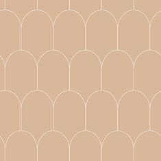 Béžová vliesová tapeta, geometrický oblúkový vzor 139203, Art Deco, 0,53 x 10,05 m