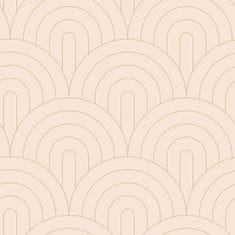 Béžová vliesová tapeta, geometrický oblúkový vzor 139216, Art Deco, 0,53 x 10,05 m