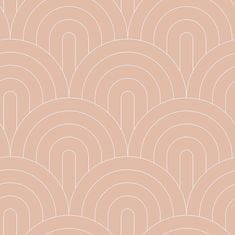 Béžová vliesová tapeta, geometrický oblúkový vzor 139218, Art Deco, 0,53 x 10,05 m