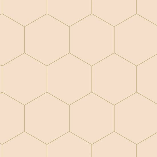 Béžová vliesová tapeta, geometrický vzor šesťuholníkov 139226, Art Deco, 0,53 x 10,05 m