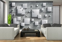 Vliesová obrazová tapeta Betónová stena s 3D obrazcami 22130, 416 x 254 cm, Photomurals