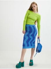 Noisy May Modrá dámska vzorovaná svetrová midi sukňa Noisy May Cosmic XS