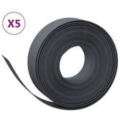 Vidaxl Záhradné obruby 5 ks sivé 10 m 15 cm polyetylén