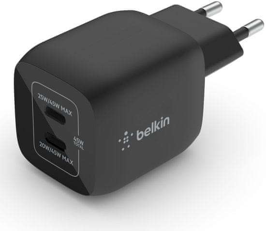 Belkin Duálna 45W USB-C Power Delivery GaN PPS nástenná nabíjačka, čierna, WCH011vfBK