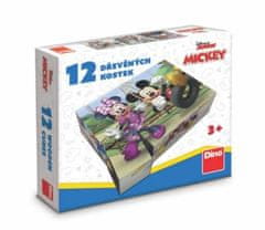 Dřevěné kostky Mickey a Minnie - 12 kostek