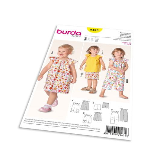 Burda Strih Burda 9435 - Detské šaty, blúzka, kraťasy, overal