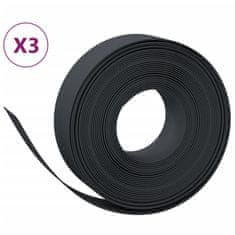 Vidaxl Záhradné obruby 3 ks čierne 10 m 15 cm polyetylén