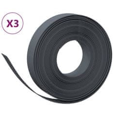 Vidaxl Záhradné obruby 3 ks sivé 10 m 10 cm polyetylén