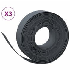 Vidaxl Záhradné obruby 3 ks sivé 10 m 15 cm polyetylén