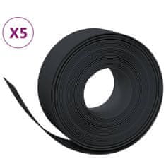 Vidaxl Záhradné obruby 5 ks čierne 10 m 20 cm polyetylén