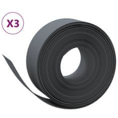 Vidaxl Záhradné obruby 3 ks sivé 10 m 20 cm polyetylén