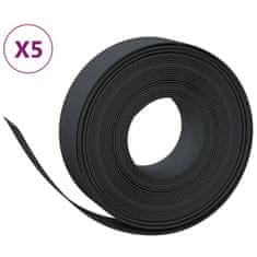 Vidaxl Záhradné obruby 5 ks čierne 10 m 15 cm polyetylén