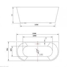 Mexen OVAL vaňa voľne stojaca 150x75x58 52671507500 - MEXEN