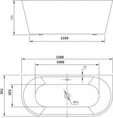 Mexen OVAL vaňa voľne stojaca 150x75x58 52671507500 - MEXEN