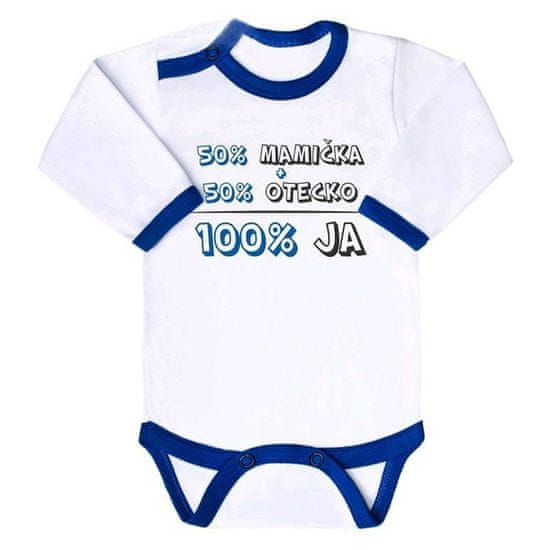 NEW BABY Body s potlačou New Baby 50% MAMIČKA + 50% OTECKO - 100% JA modré 62 (3-6m)