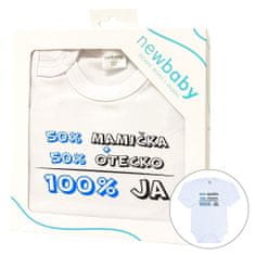 NEW BABY Body s potlačou New Baby 50% MAMIČKA + 50% OTECKO - 100% JA modré - darčekové balenie 56 (0-3m)