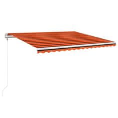 Petromila vidaXL Automatická markíza,LED a senzor vetra 450x350cm,oranžová/hnedá