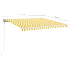 Vidaxl Automatická markíza, LED a senzor vetra 450x350 cm, žltá/biela