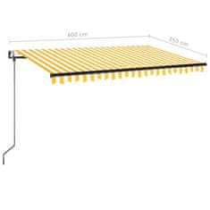 Vidaxl Automatická markíza, LED a senzor vetra 400x350 cm, žltá/biela