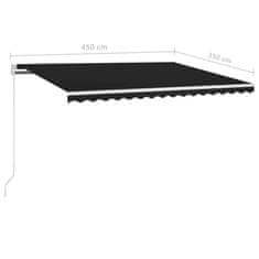 Vidaxl Ručne zaťahovacia markíza s LED 450x350 cm antracitová