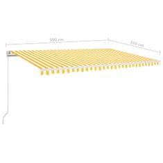 Vidaxl Automatická markíza, LED a senzor vetra 500x350 cm, žltá/biela