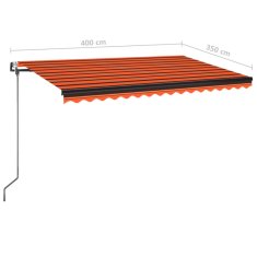 Vidaxl Automatická markíza,LED a senzor vetra 400x350cm,oranžová/hnedá