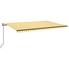 Vidaxl Automatická markíza, LED a senzor vetra 500x350 cm, žltá/biela