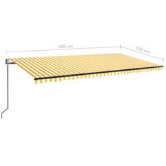 Vidaxl Automatická markíza, LED a senzor vetra 600x350 cm, žltá/biela