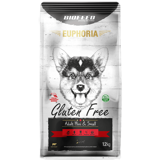 BIOFEED Euphoria Gluten Free Mini & Small Pre Psov Mini A Malých Plemien S Hovädzím Mäsom 12 Kg