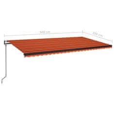 Petromila vidaXL Automatická markíza,LED a senzor vetra 600x350cm,oranžová/hnedá