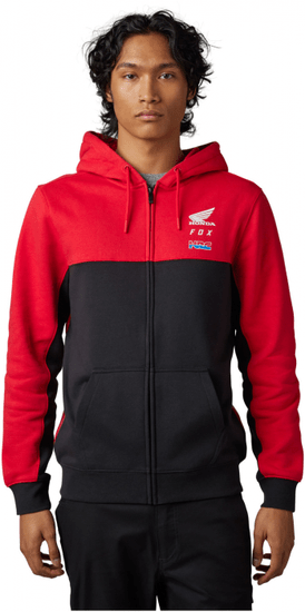 FOX mikina HONDA FLEECE Zip flame černo-bielo-červená