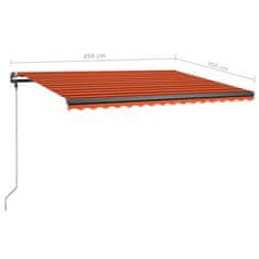 Vidaxl Ručne zaťahovacia markíza s LED 450x300 cm oranžovo-hnedá