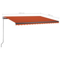 Vidaxl Samostatne stojaca automatická markíza 450x300cm oranžovo-hnedá