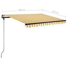 Vidaxl Ručne zaťahovacia markíza s LED 300x250 cm žlto-biela