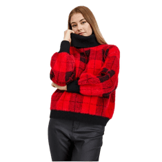 Orsay Čierno-červený dámsky károvaný sveter ORSAY_507487-660000 M
