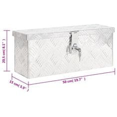 Vidaxl Úložný box strieborný 50x15x20,5 cm hliník