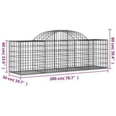 Vidaxl Oblúkový gabionový kôš 5 ks 200x50x60/80 cm pozinkované železo