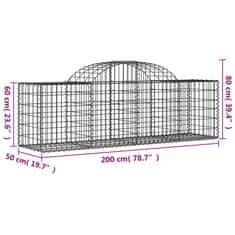 Vidaxl Oblúkový gabionový kôš 9 ks 200x50x60/80 cm pozinkované železo