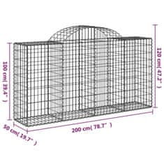 Petromila vidaXL Oblúkové gabiónové koše 2ks 200x50x100/120cm pozinkované železo