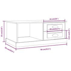 Vidaxl Konferenčný stolík lesklý biely 90x50x35 cm kompozitné drevo