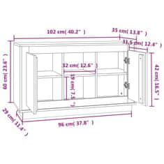 Vidaxl Komoda lesklá biela 102x35x60 cm spracované drevo