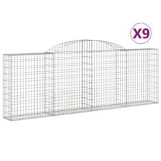 Vidaxl Oblúkové gabiónové koše 9ks 300x30x100/120cm pozinkované železo