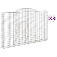 Vidaxl Oblúkové gabiónové koše 3ks 300x30x180/200cm pozinkované železo