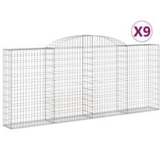 Petromila vidaXL Oblúkové gabionové koše 9 ks 300x30x120/140 cm pozink. železo