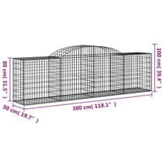 Petromila vidaXL Oblúkové gabionové koše 8 ks 300x50x80/100cm pozinkované železo