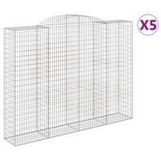 Vidaxl Oblúkový gabionový kôš 5 ks 300x50x220/240cm pozinkované železo