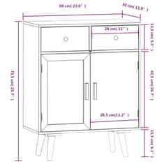 Vidaxl Komoda so zásuvkami 60x30x75,5 cm kompozitné drevo